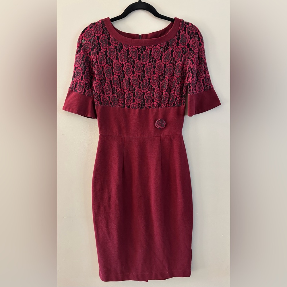 Tatyana Burgundy Pencil Dress Size S